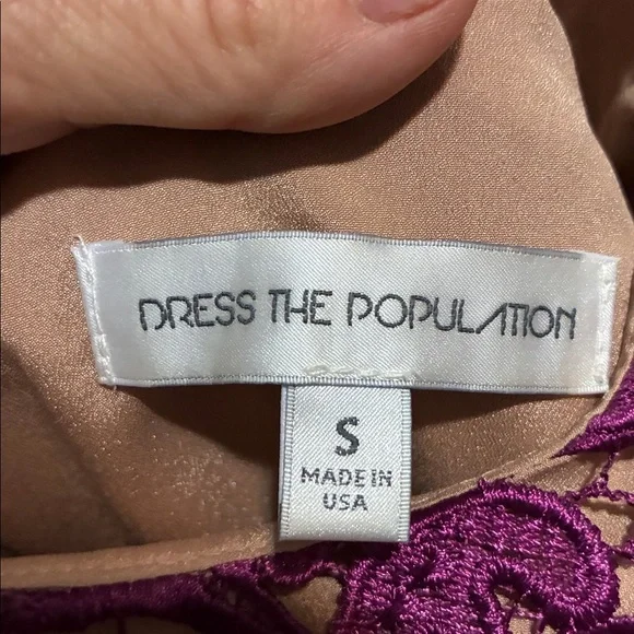 Dress The Population Anna mulberry & nude lace dress size S Cocktail Evening - Picture 3 of 9